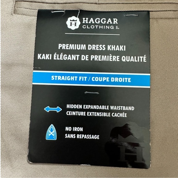 Haggar Men’s Premium Dress Khaki Pants Straight Fit Expandable Waist 30x32 NWT - Picture 4 of 11